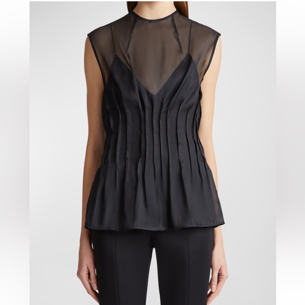 Khaite Westin Organza Top, 6, Black